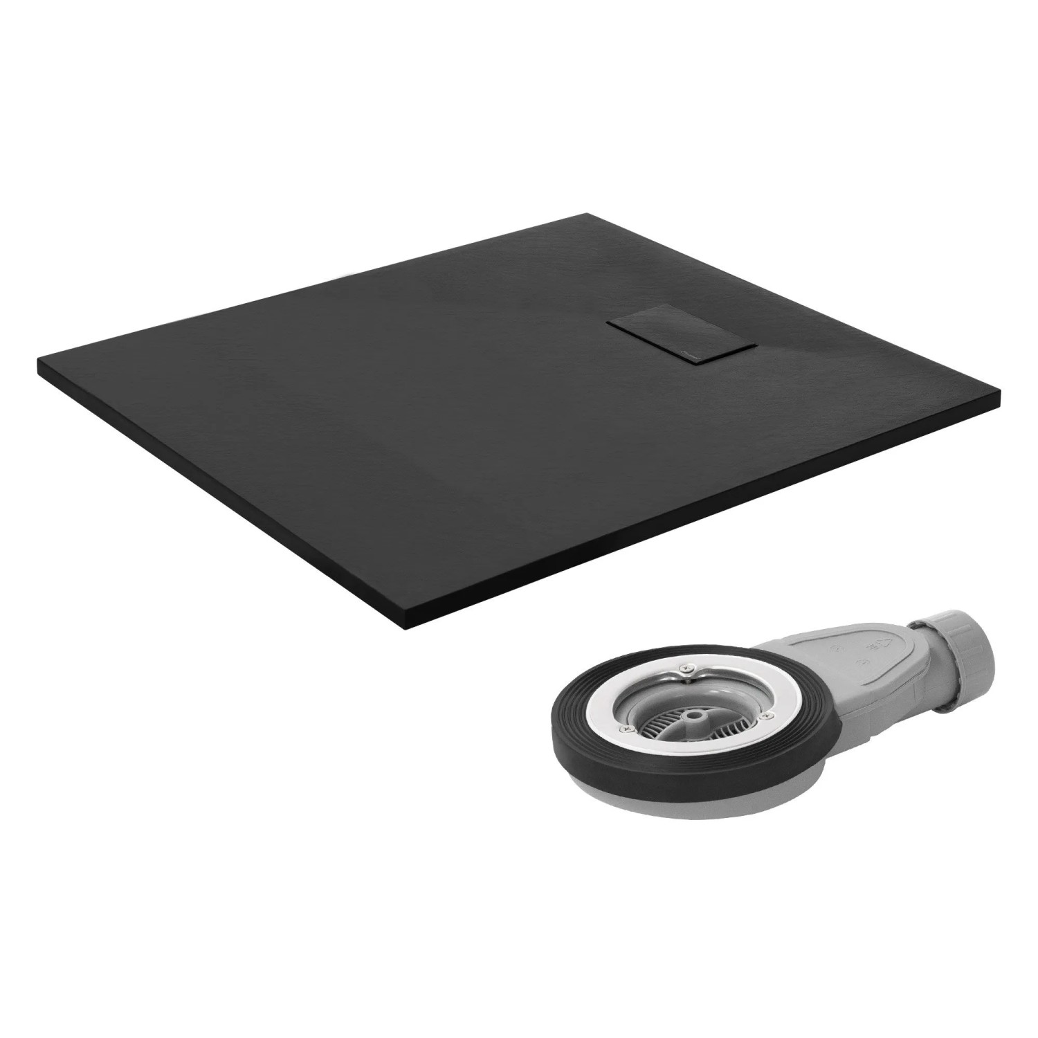 LuxeBath Duschwanne 100x90 cm Schwarz mit Ablaufgarnitur aus SMC H:3cm