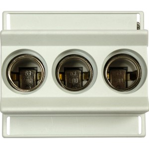 Neozed Sicherungssockel E18, 63A, 3-polig, Schraub-/Schellenanschluss.