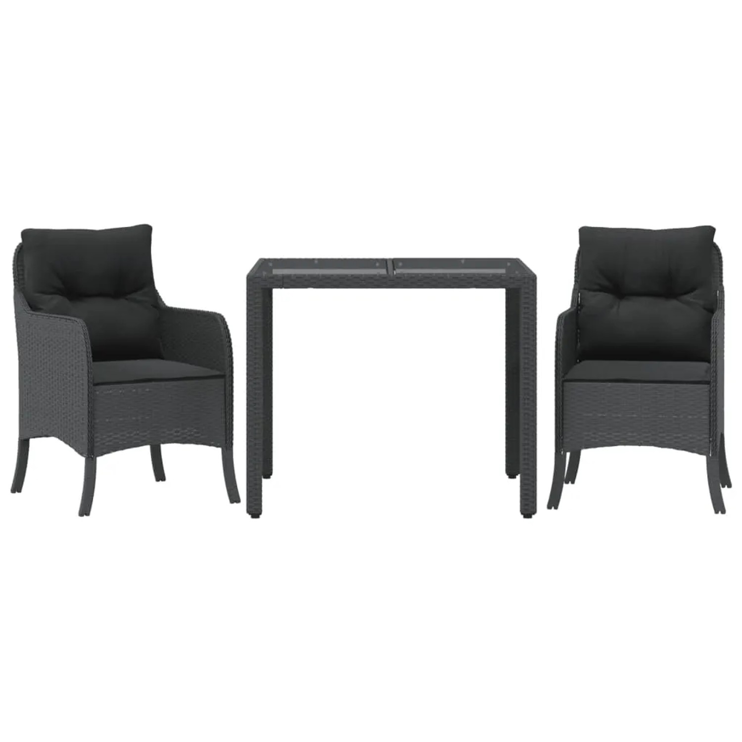 Thumbnail - vidaXL 3-Tlg Garten-Essgruppe mit Kissen Schwarz Poly Rattan 3211848