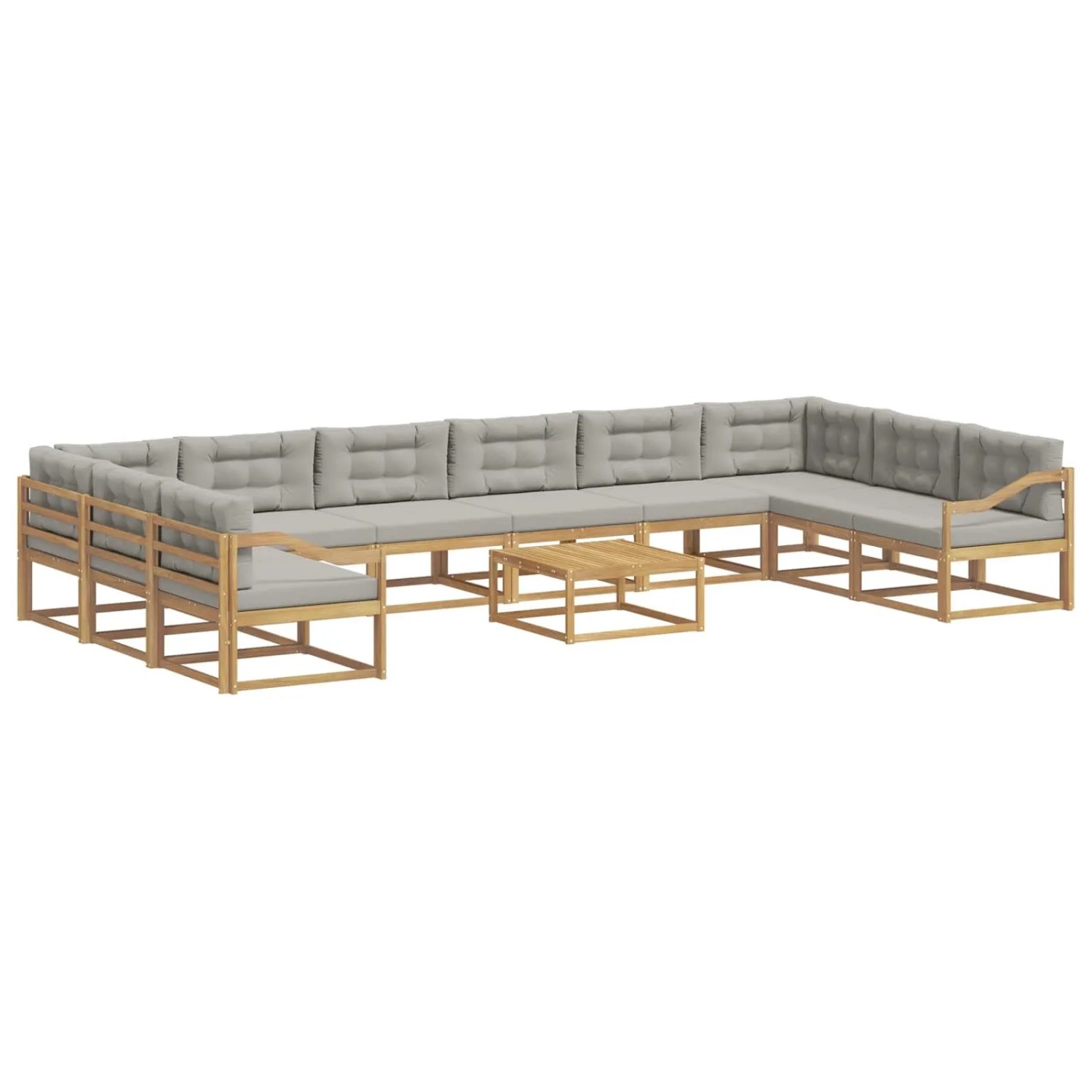 vidaXL Outdoor-Sofagarnitur mit Kissen 11 Stk Weiß und Hellgrau 3387155