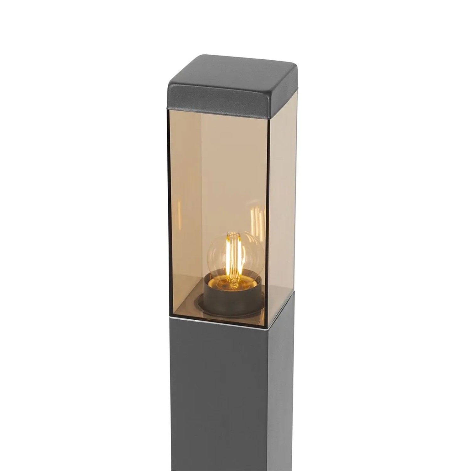QAZQA Moderne Außen Stehleuchte Dunkelgrau mit Rauchglas 80 cm Malios_4