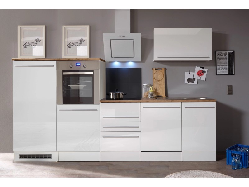 Hochglanz Küchenzeile Respekta Premium 290 BERP290HWWC cm Weiß