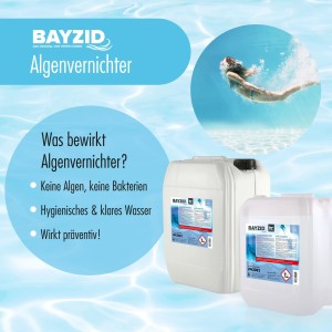 Bayzid Algizid Algenverhütung, 2 Kanister. Präventiver Schutz für sauberes Poolwasser.