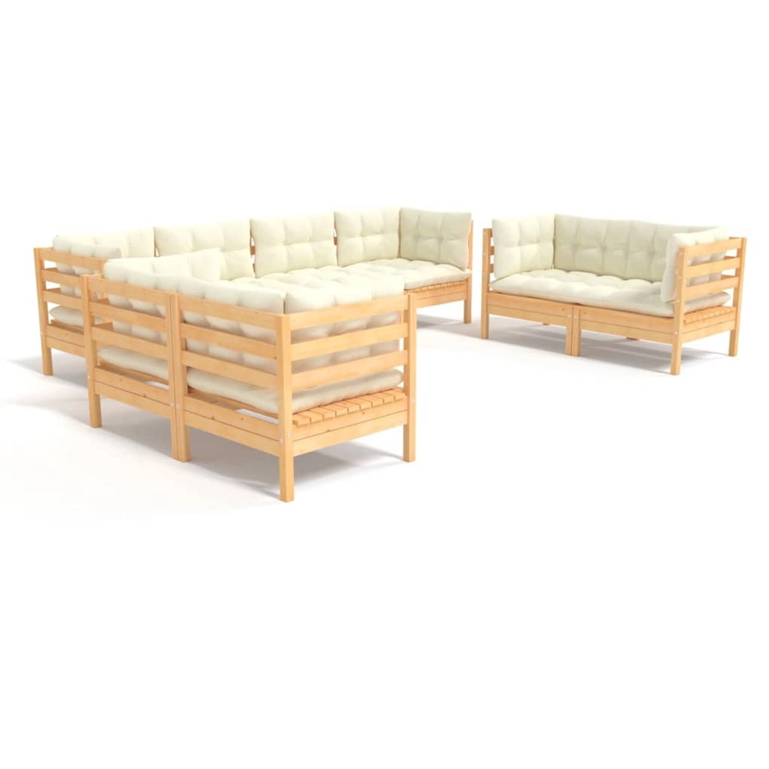 vidaXL 8-tlg Garten-Lounge-Set mit Creme Kissen Massivholz Kiefer Modell 5 günstig online kaufen