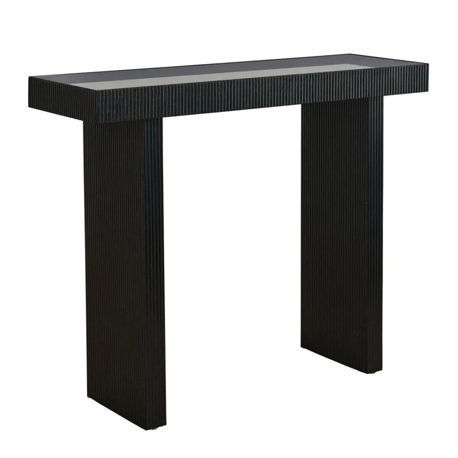 Svita Alvaro Konsolentisch Rattanoptik Flur Schmal 110x38x85 Schwarz/Natur