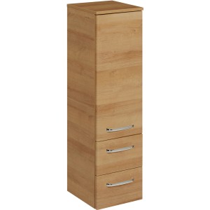 Pelipal Bad-Hängeschrank Trentino in Riviera Eiche, 30 cm breit, mit zwei Schubladen und Chromgriffen.