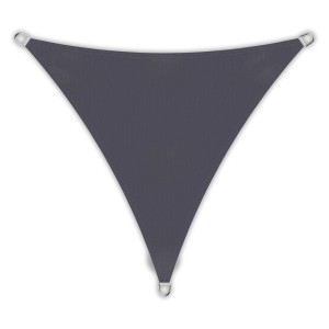 Anthrazitfarbenes, dreieckiges Toldoro Sonnensegel 6x6x6m mit UV-Schutz.