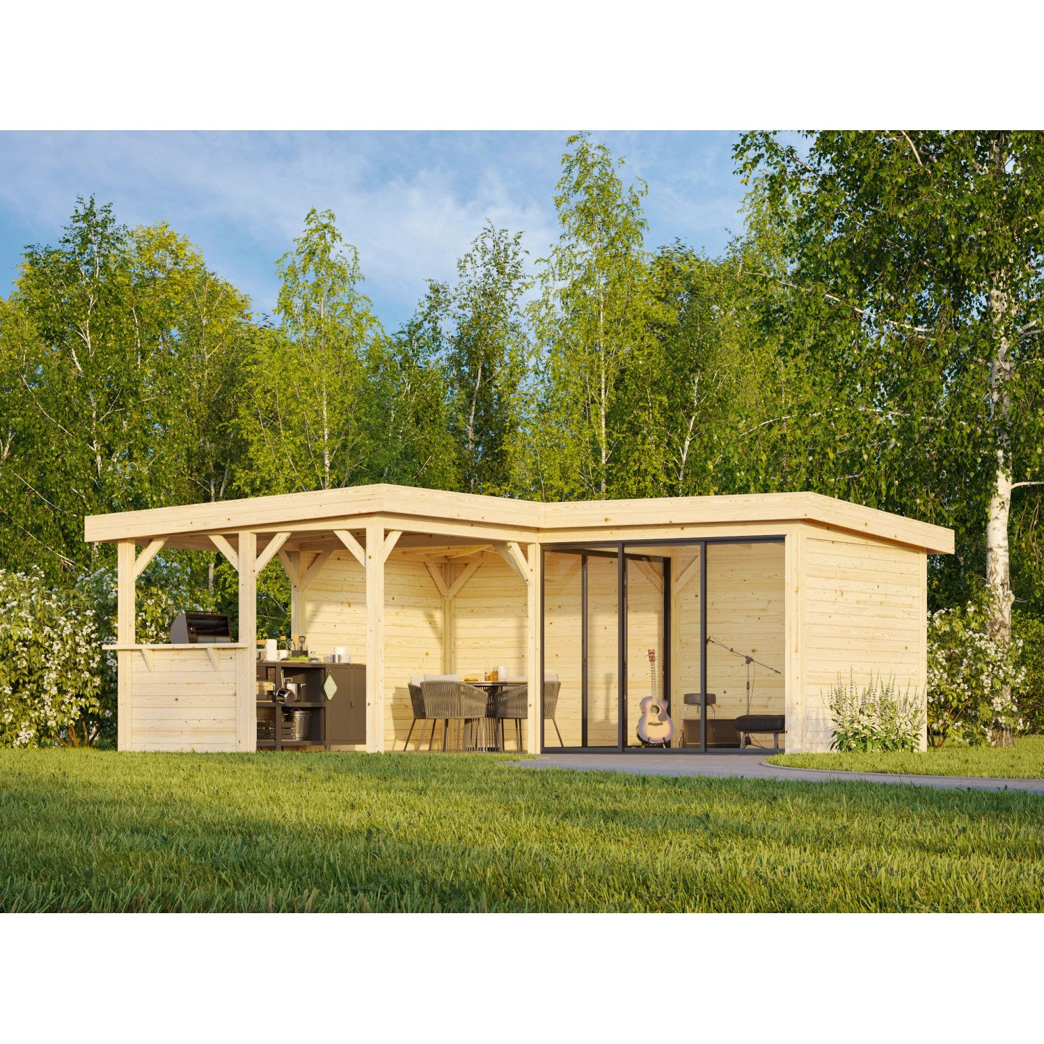 Palmako Pavillon Lenna Set 709 Slide Plus 588 x 588 cm Lackiert Weiß FSC® günstig online kaufen