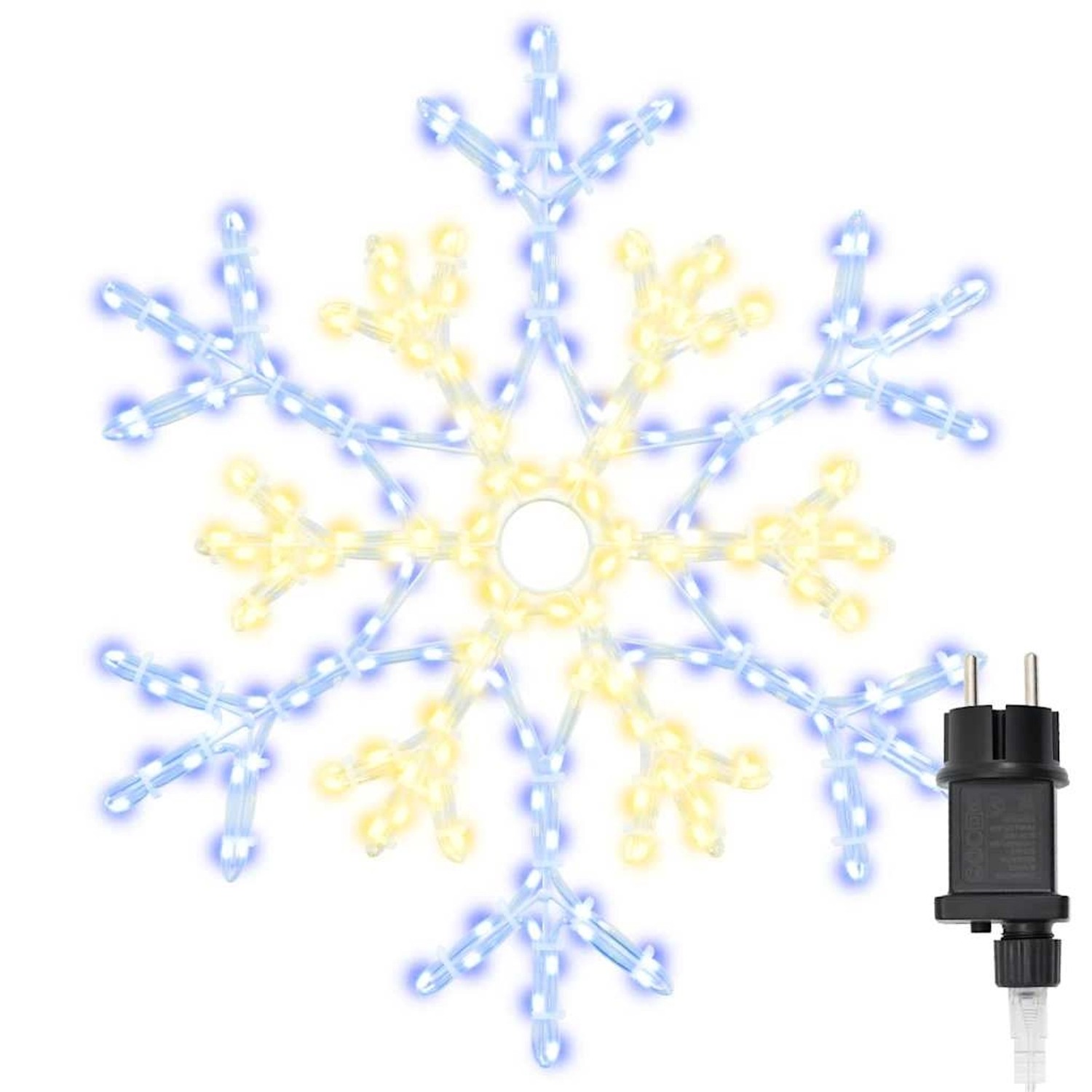 vidaXL Weihnachts-Schneeflocke Warmweiß 56 x 49 x 0,7 cm PVC 42018954
