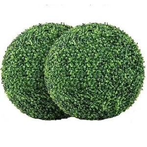 Costway 2er Buchsbaumkugel Kunstpflanze Kugelpflanzen Dunkelgrün 52cm