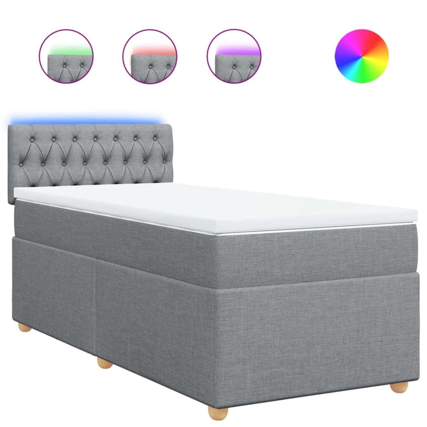 vidaXL Boxspringbett mit Matratze Hellgrau 90x190 cm Stoff 3288842 günstig online kaufen