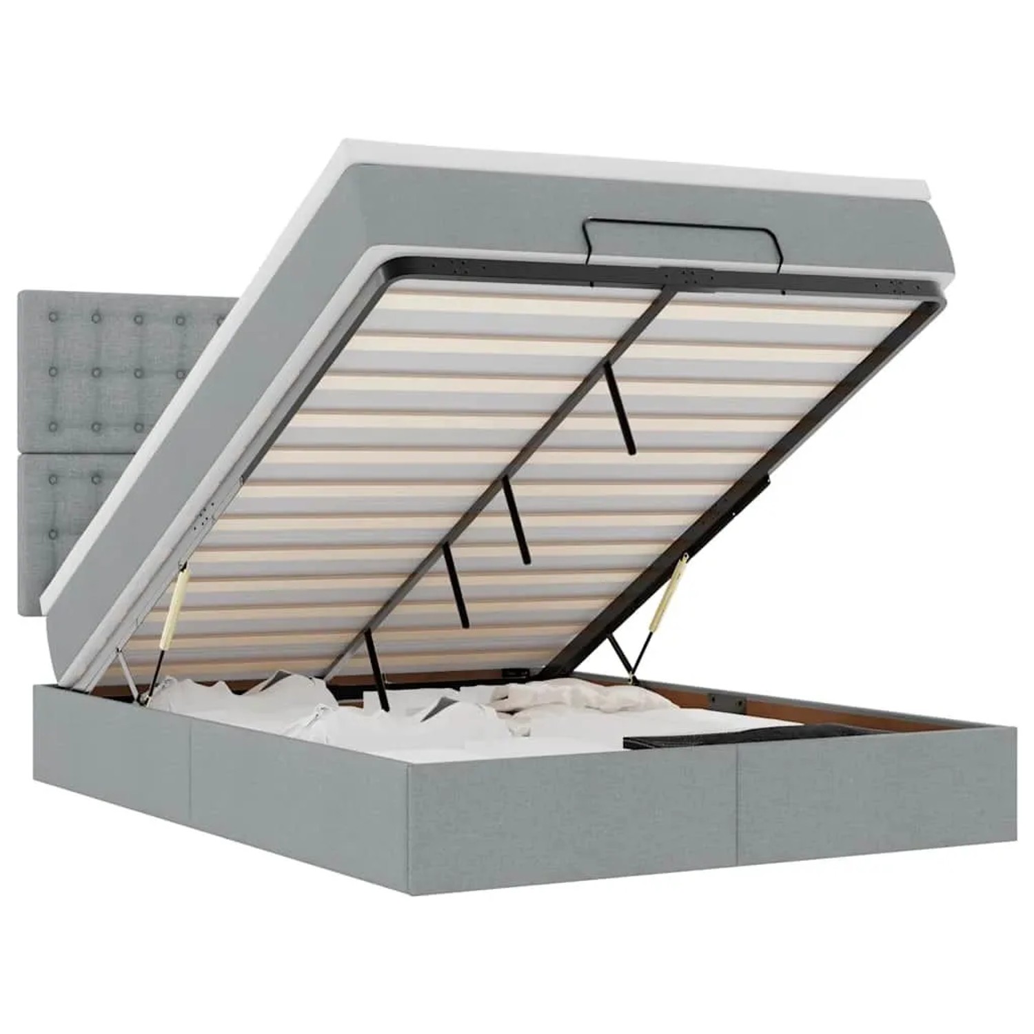 vidaXL Ottoman-Bett mit Matratze Hellgrau 140x190 cm Stoff 3313320