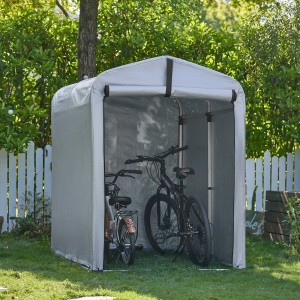 SoBuy Fahrradgarage für 1-2 Fahrräder Geräteschuppen mit UV-Schutz 120x163x176cm Grau KLS11-K