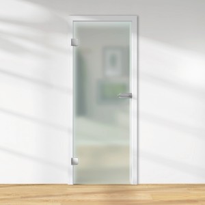 Satinierte Glasdrehtür, ESG Floatglas, DIN links, 1972x709x8 mm, für mehr Licht im Raum.