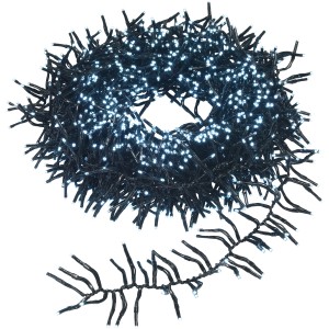 LED-Büschellichterkette, 1152 kaltweiße LEDs, schwarzes Kabel, 11,2 m lang, für Innen- und Außenbereich.