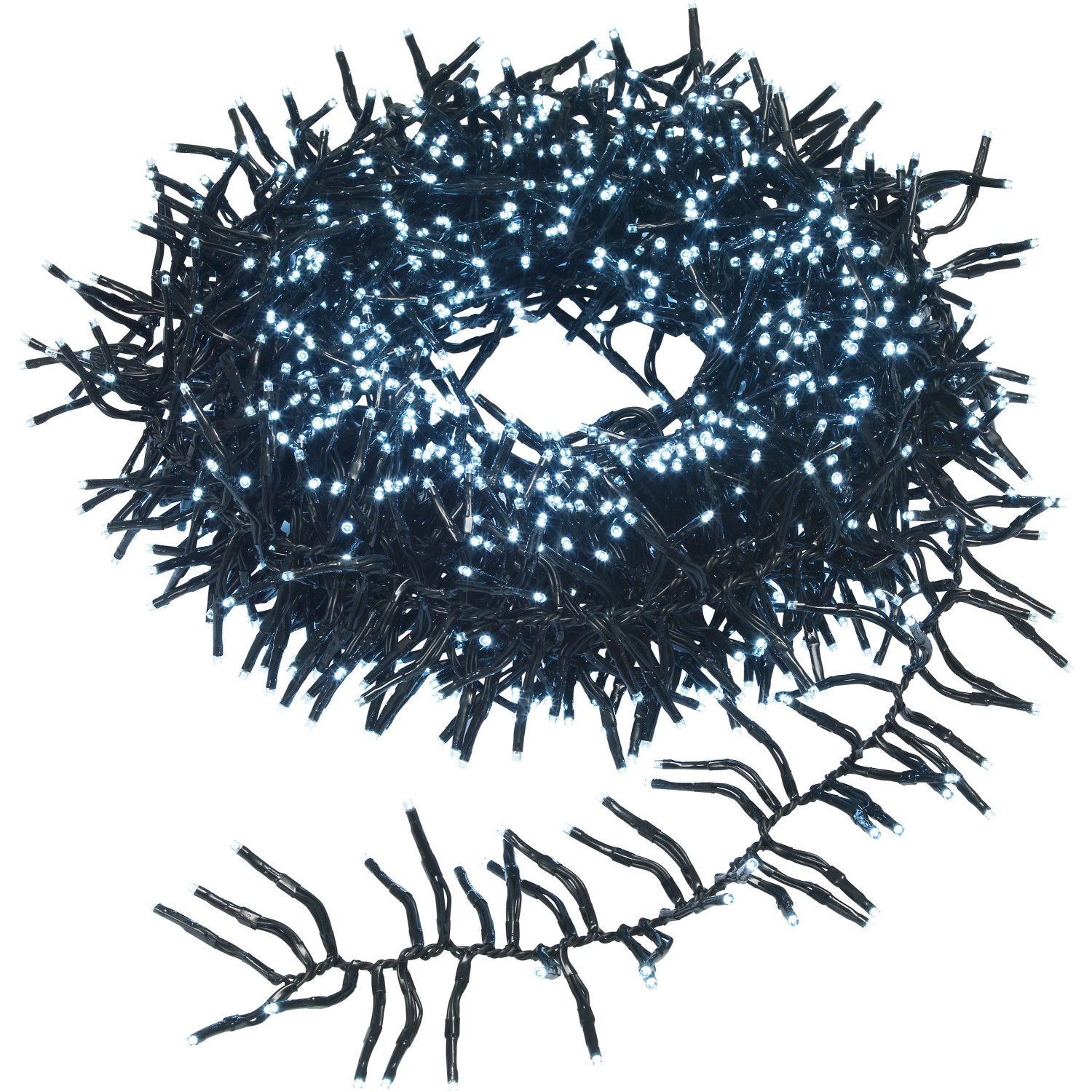 LED-Büschellichterkette 1.152 LEDs Kaltweiß Schwarzes Kabel 11,2 m