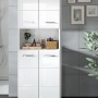 Weißer Hochschrank Ice, 60x185x30 cm, für Bad-Einbauschränke mit Hochglanz-Oberfläche.