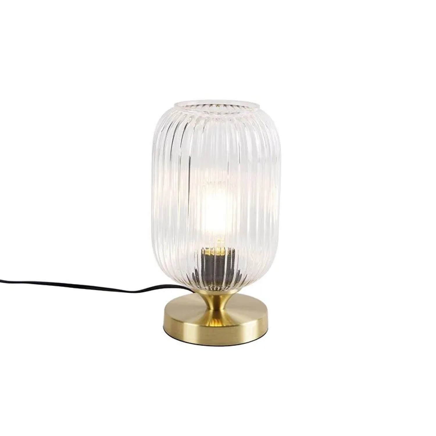 QAZQA Art Deco Tischleuchte Messing mit Glas Banci