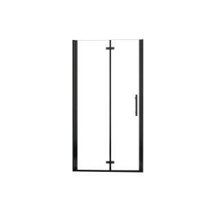 Schwarze AICA Falttür Duschtür mit ESG Glas, 70x195cm, für moderne Duschen.