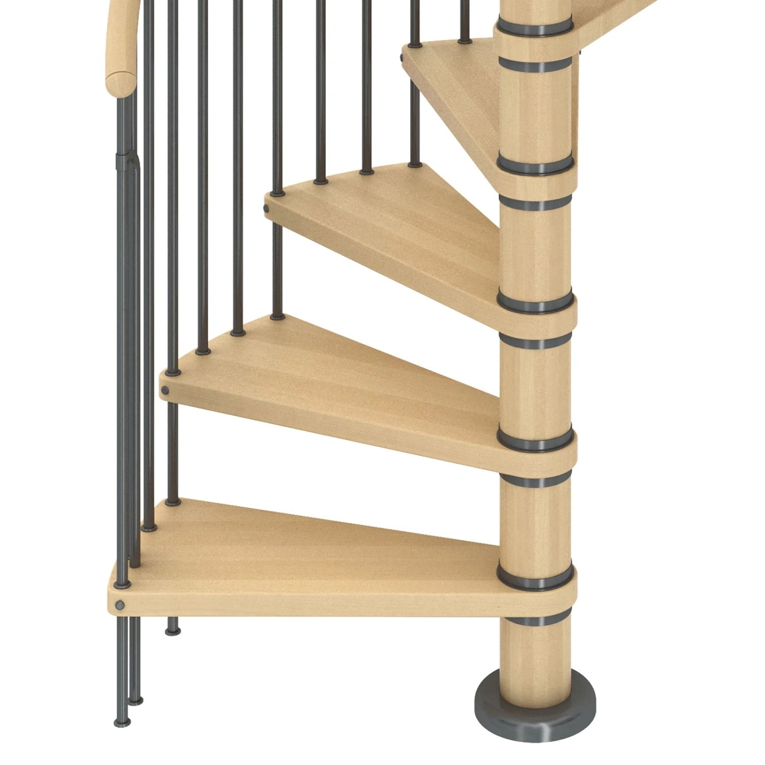 Dolle Spindeltreppe Winnipeg Buche, geölt, Ø 120cm, mit Metallgeländer. Innentreppe mit 14 Stufen.