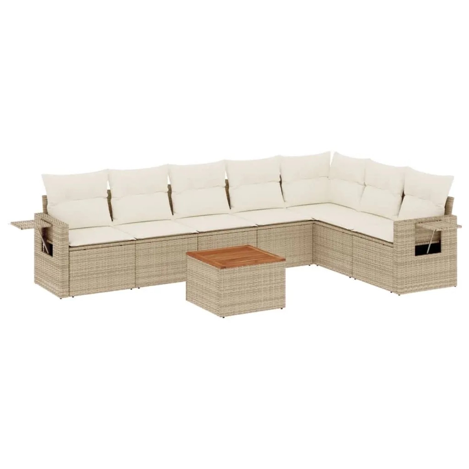 vidaXL 8-Tlg Garten-Sofagarnitur mit Kissen Beige Poly Rattan 3224595