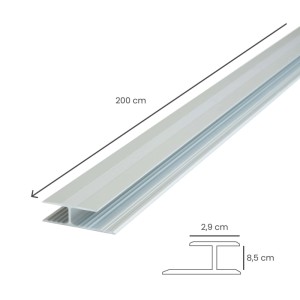 Dalsys Übergangsprofil Silber aus Aluminium, 200x2,9 cm, H-Form, für 8,5 mm Laminat & Parkett Bodenbeläge.