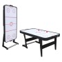 Schwarzer, faltbarer Cougar Airhockey Tisch Icing XL in Spielposition und hochgeklappt.