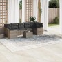 Graue 8-tlg. vidaXL Garten-Sofagarnitur aus Polyrattan mit Kissen und Tisch für Terrasse und Garten.