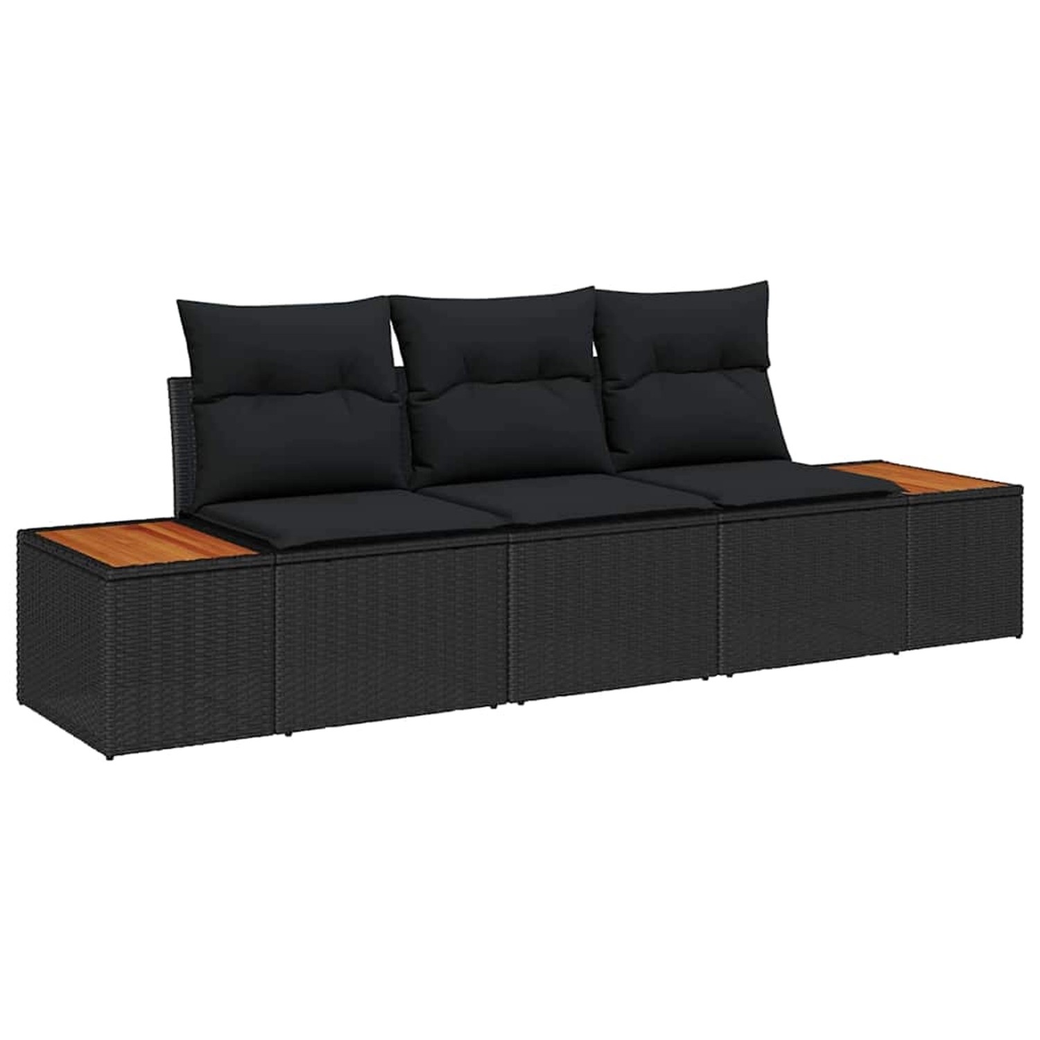 vidaXL Garten-Sofa-Set mit Kissen 3-Tlg Schwarz Poly Rattan 3348014 günstig online kaufen