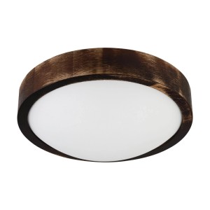 Lamkur LED-Deckenleuchte Anello Smoky, Ø 27 cm, Holz/Glas, rauchgrau.