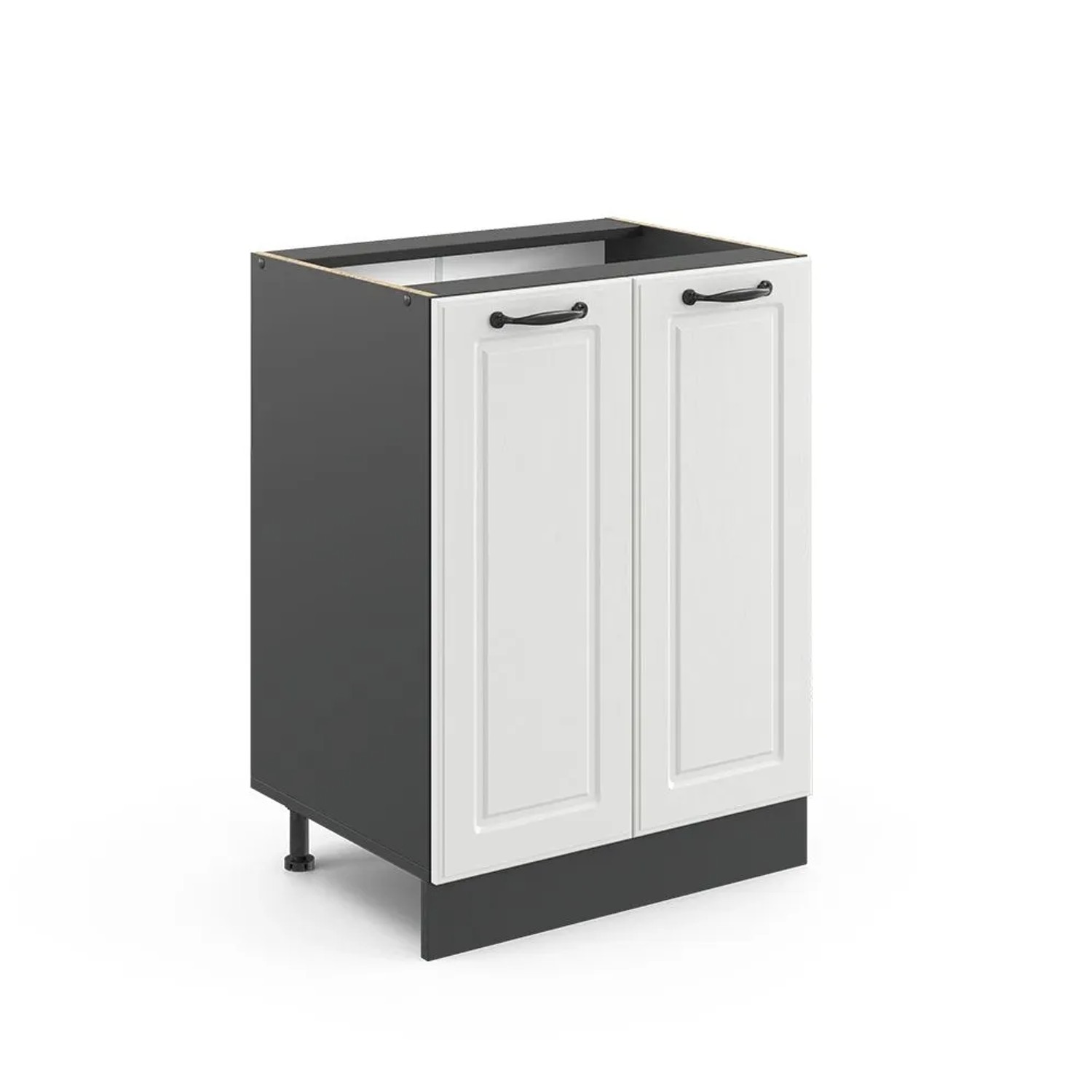 Vicco Küchenunterschrank R-Line Weiß Landhaus Anthrazit 60 cm ohne Arbeitsplatte