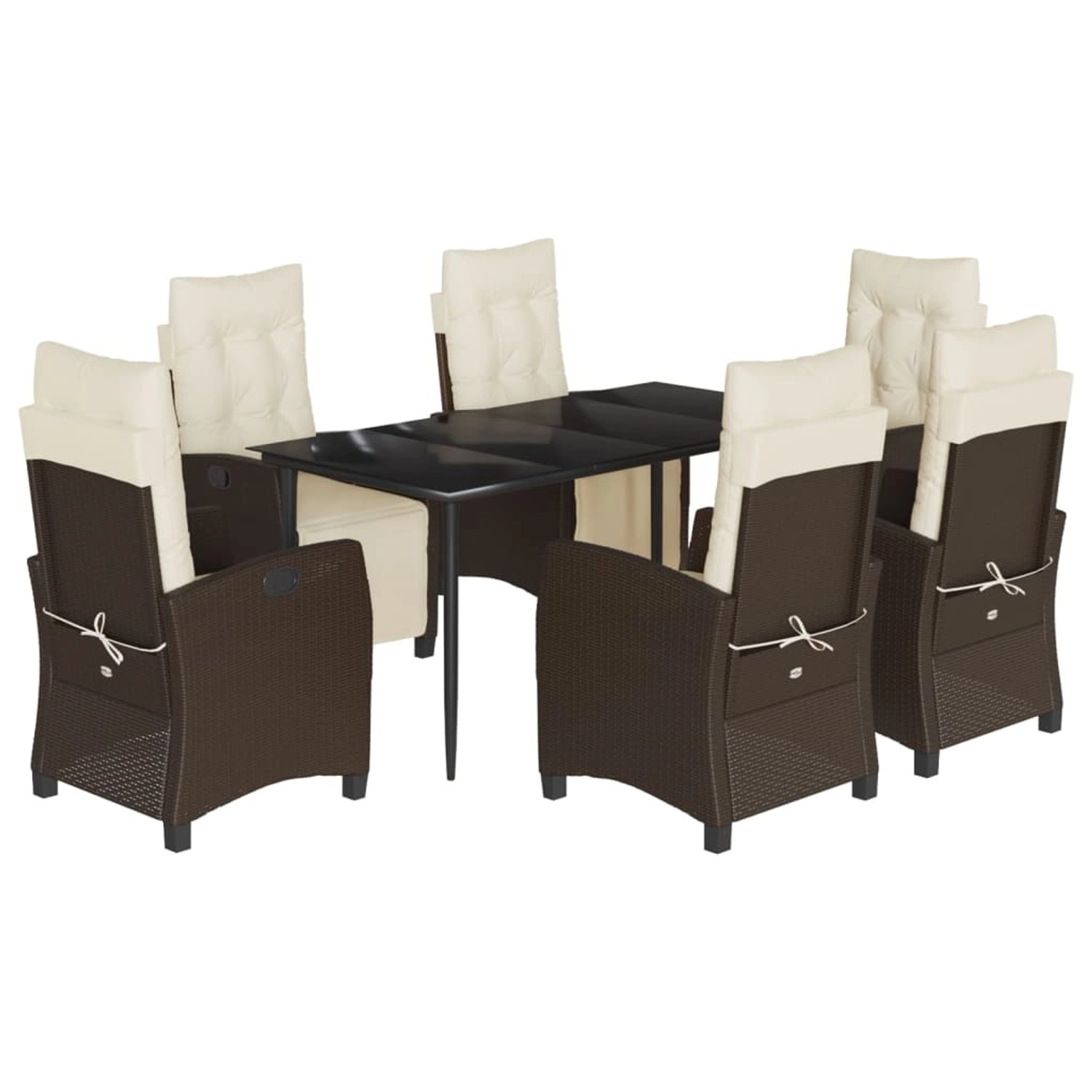 vidaXL 7-Tlg Garten-Essgruppe mit Kissen Braun Poly Rattan 3212978 günstig online kaufen