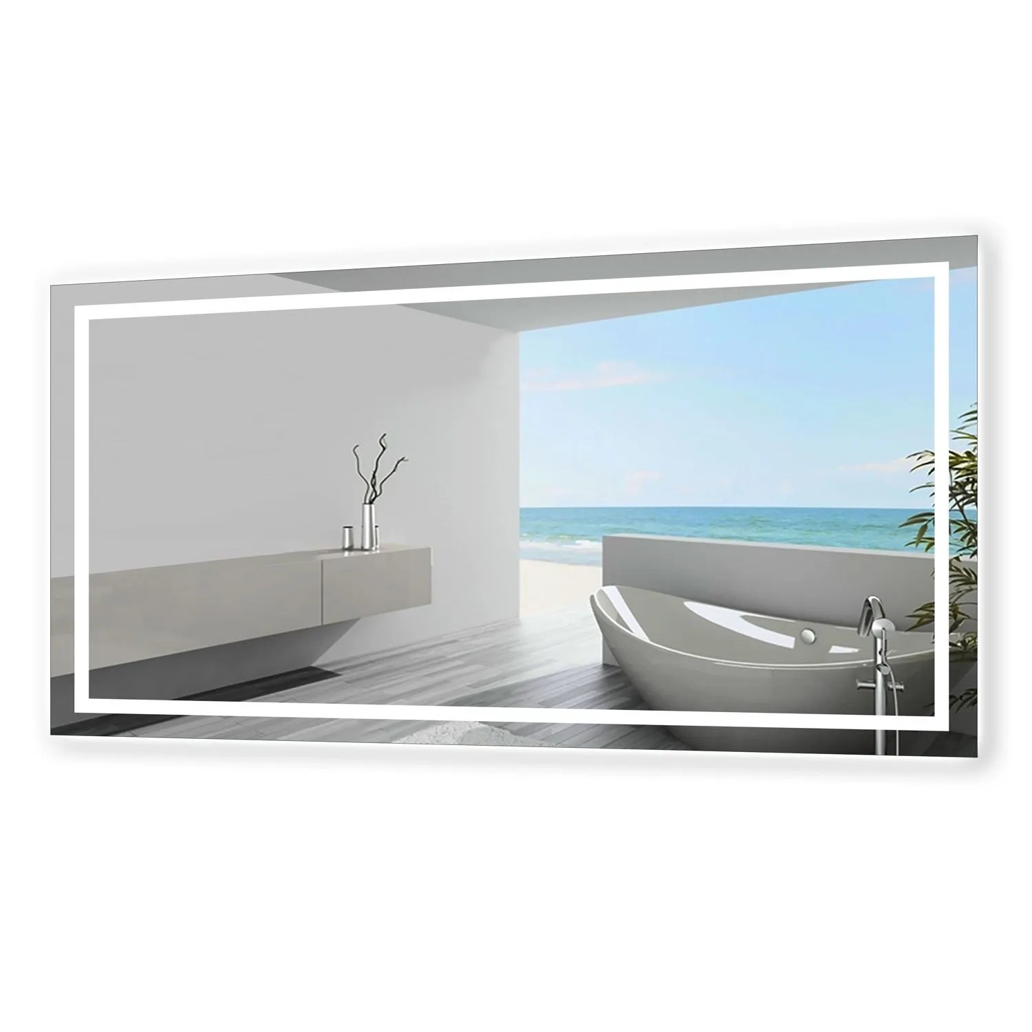 Aica Sanitär Badspiegel Wandspiegel 160x80 cm Spiegel mit LED Beleuchtung Kaltweiß Beschlagfrei