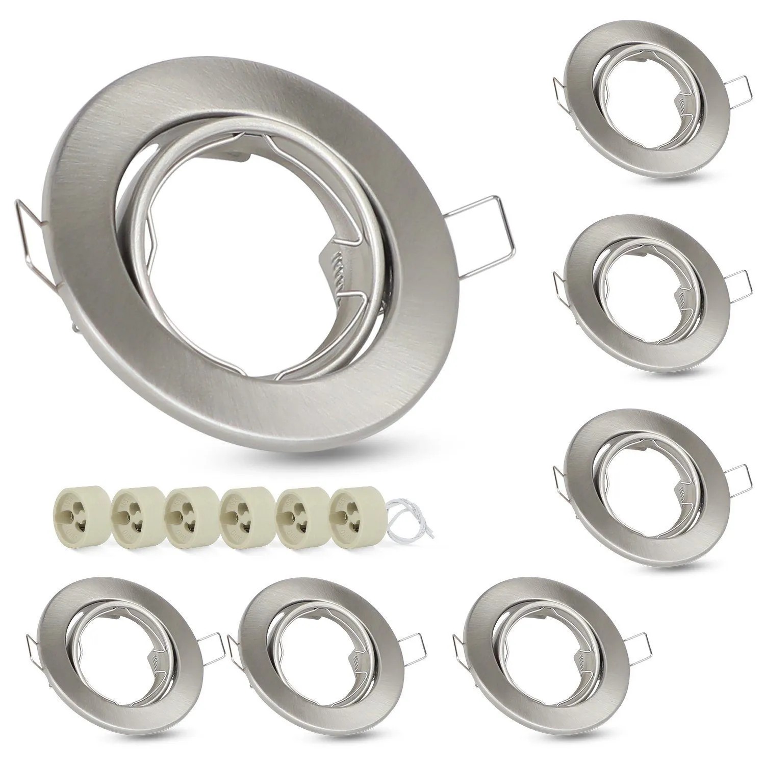 NETTLIFE 6er-Set Einbaustrahler GU10 Sockel 230 V Rahmenleuchte 50 MM Aluminium 30° Verstellbar Strahler