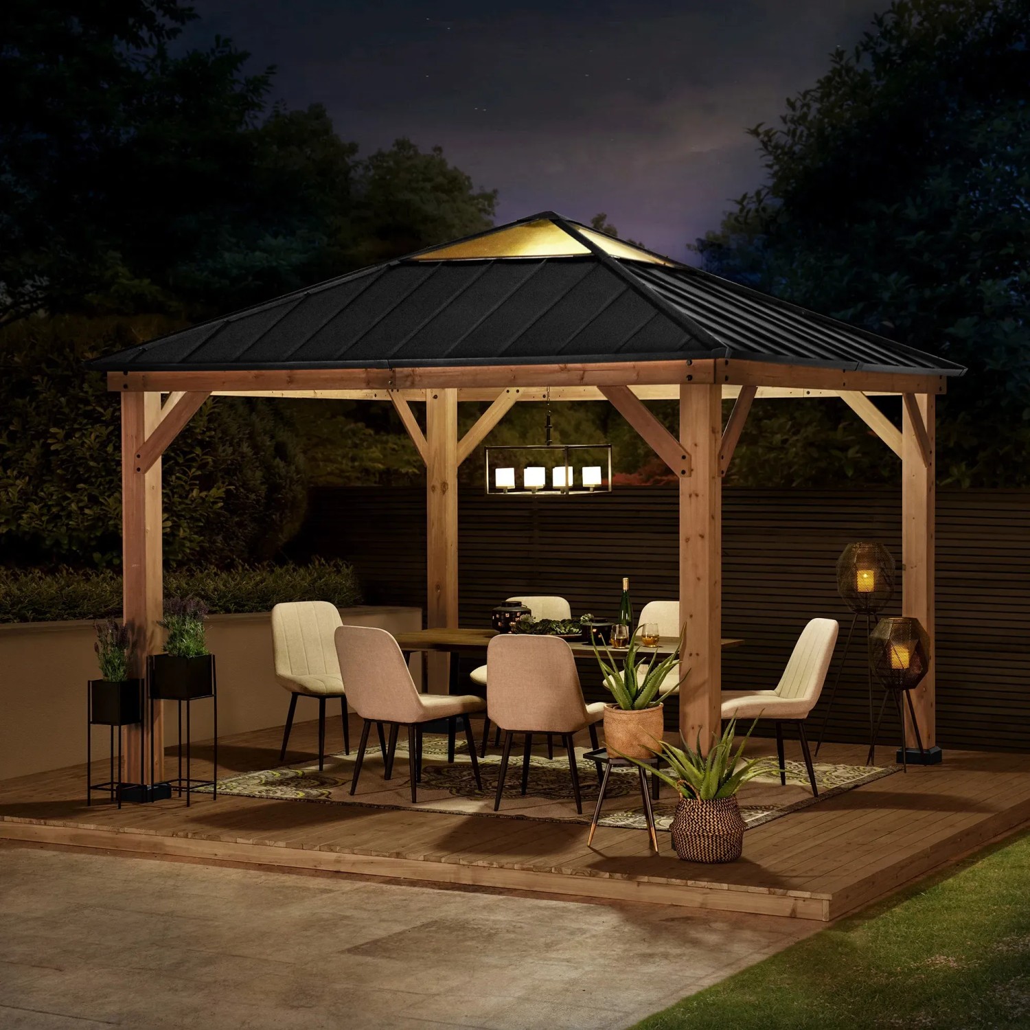 Sunjoy Gazebo Pirin Zedernholz 336 cm x 336 cm Anthrazit kaufen bei OBI