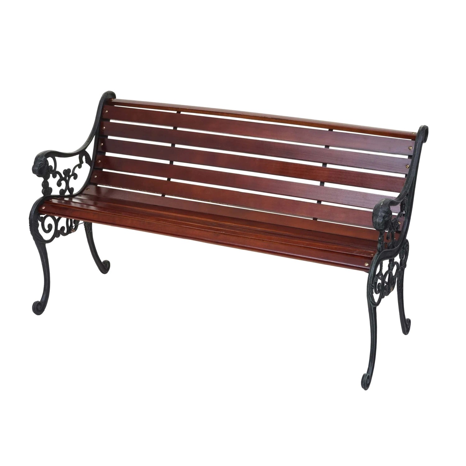 PROREGAL Gartenbank HxBxT 72x125x37cm Sitzbank Parkbank Holzbank 2-Sitzer Gusseisen Holz 20kg Braun