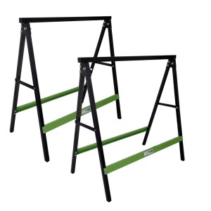 2er Set TRUTZHOLM Klappböcke, schwarz/grün, Traglast 200 kg pro Paar. Ideal für Werkstatt & Baustelle.