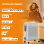 TroniTechnik Ölradiator TT-OR 111, 2500W, 11 Rippen, mit Frau im Hintergrund. Elektrische Heizung in Weiß.