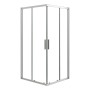 Eckige AICA Duschkabine 76x76cm mit Schiebetür und silbernem Rahmen.