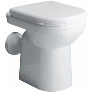 Geberit Stand-WC Renova Comfort Square, erhöhtes WC in Weiß mit horizontalem/vertikalem Abgang.