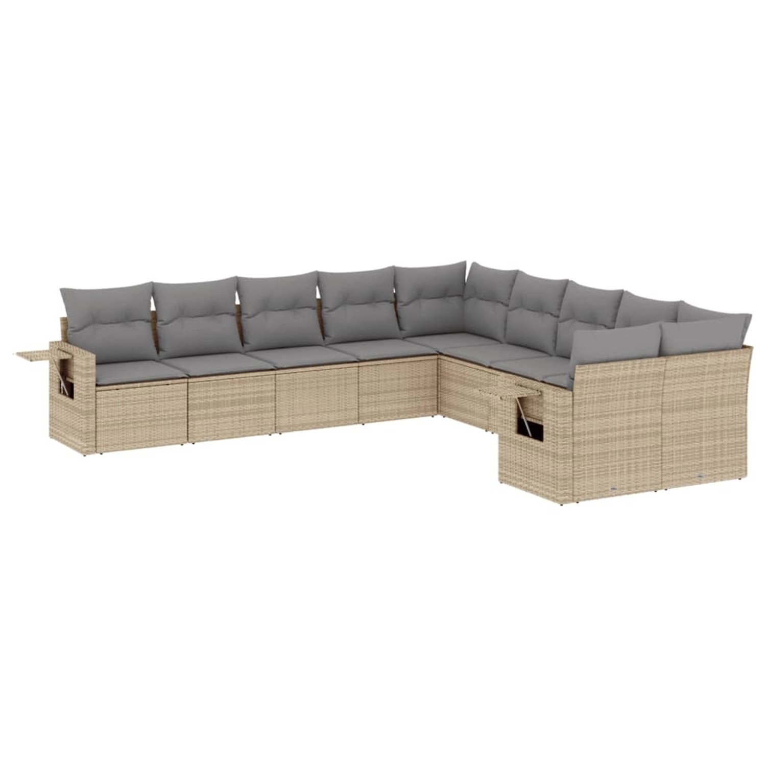 vidaXL 10-Tlg Garten-Sofagarnitur mit Kissen Beige Poly Rattan 3253046 günstig online kaufen