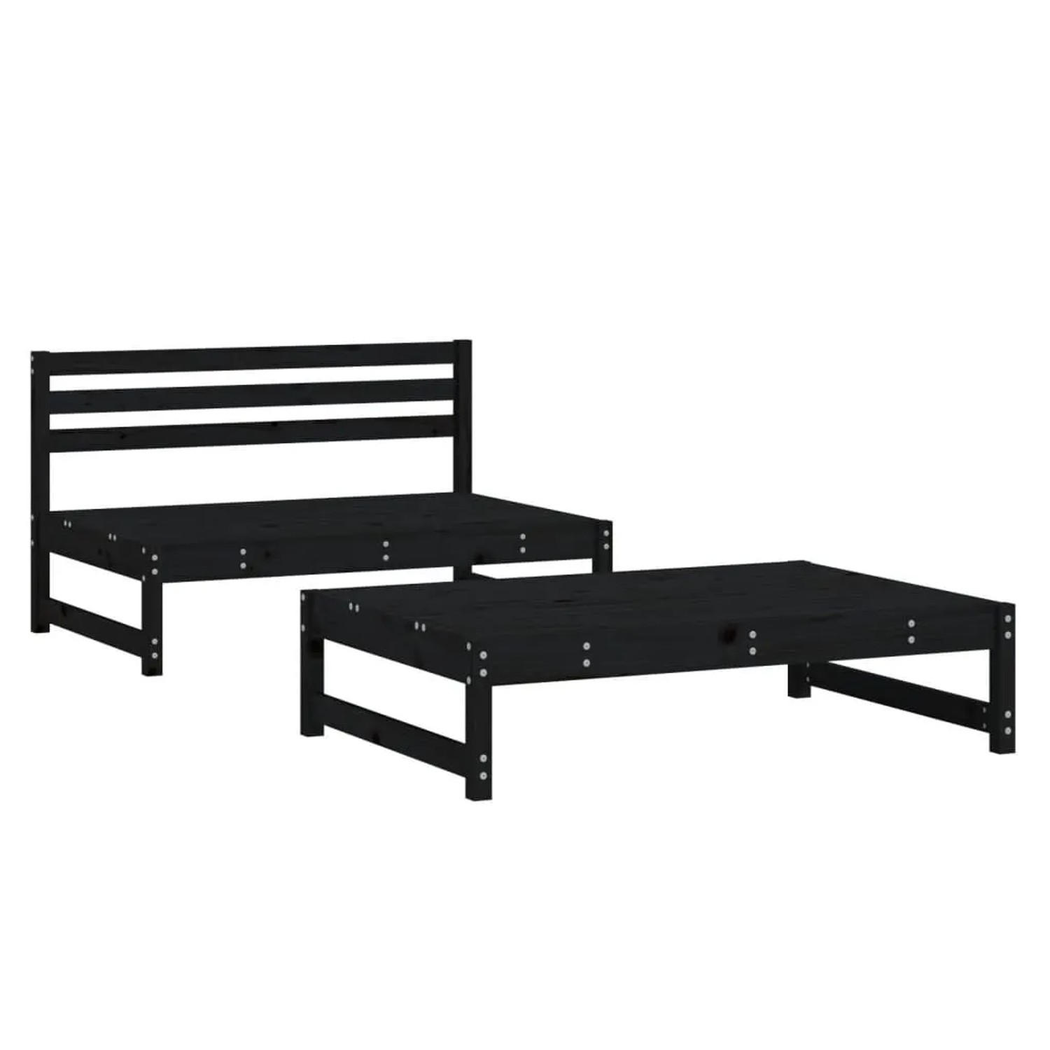 vidaXL 2-Tlg Garten-Lounge-Set Schwarz Massivholz Kiefer 825727