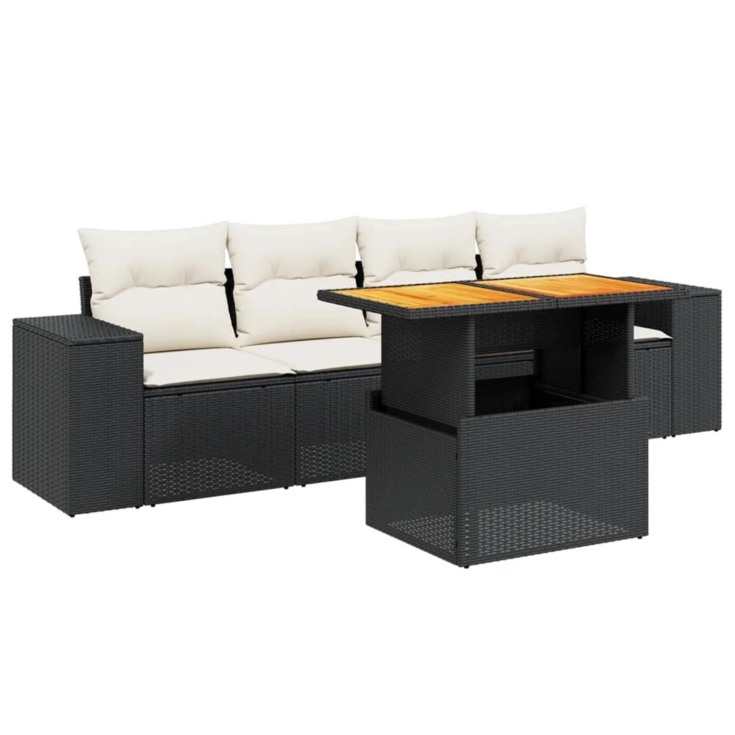 vidaXL 5-Tlg Garten-Sofagarnitur mit Kissen Schwarz Poly Rattan 3272512 günstig online kaufen