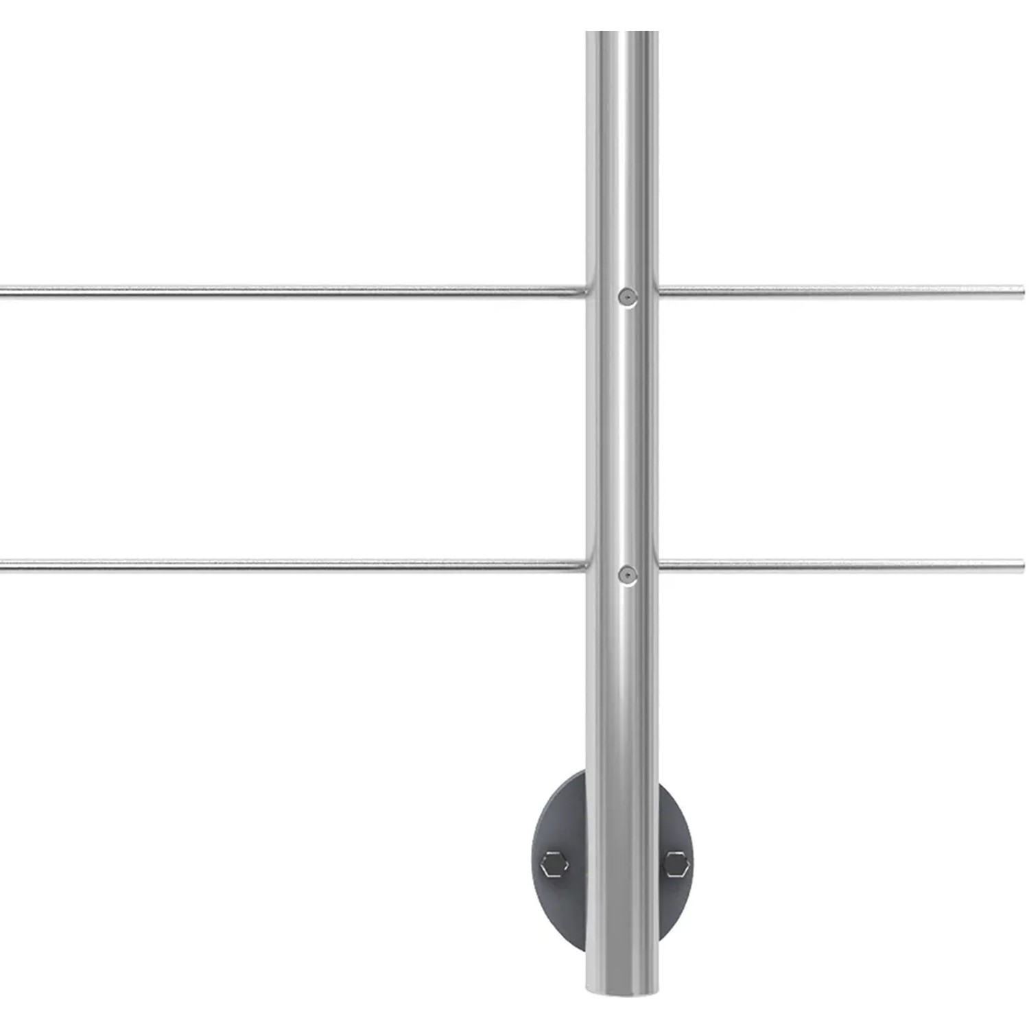Detailaufnahme: Dolle Geländerset mit Eichehandlauf, Seitenmontage, Aluminiumpfosten und Edelstahlstäben.
