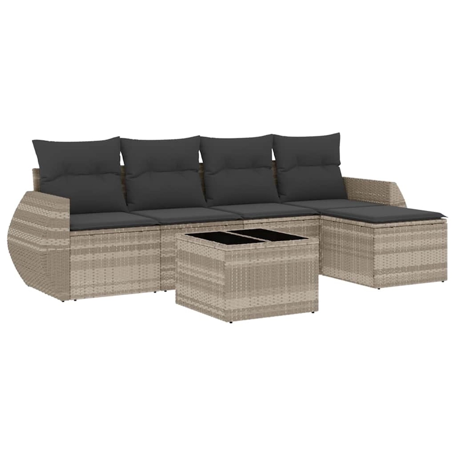 vidaXL 6-Tlg Garten-Sofagarnitur mit Kissen Hellgrau Poly Rattan 3253639 günstig online kaufen