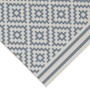 Blau-weißer Outdoorteppich Primaflor Eldorado Quadra 160x230cm mit geometrischem Muster.