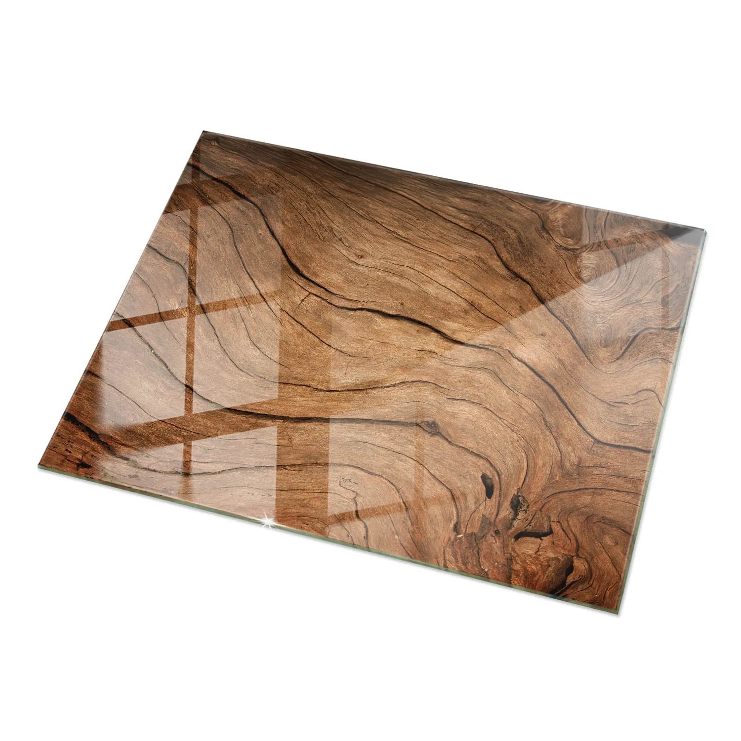 Tulup Tischplatte Natürliches Holzmuster Glastischplatte 120x80 Cm Braun Tischplatte Rund Tischplatte Aus Glas