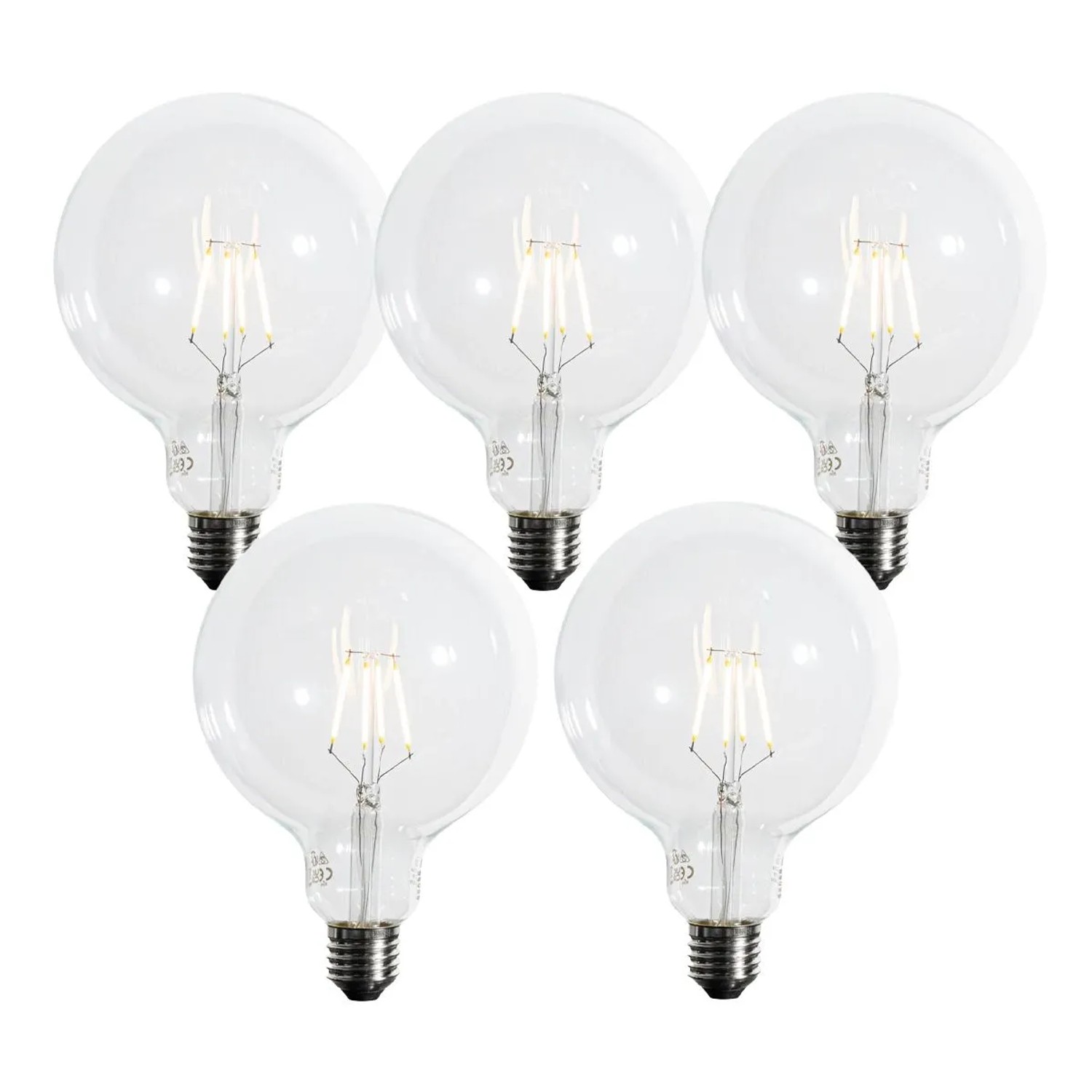LUEDD Set mit 5 E27 3 Stufen Dimmbaren LED Spiralfilament G125 4W 450,m 2700K