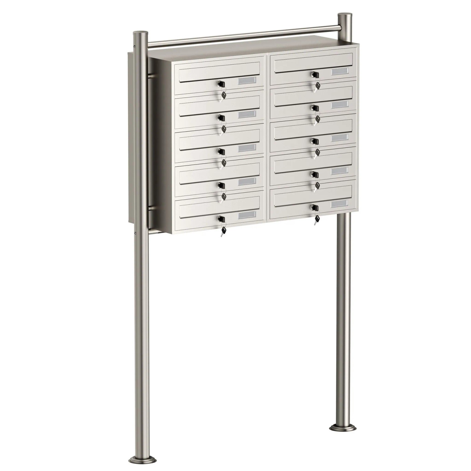 Wiltec 10Er Briefkastenanlage Edelstahl 2X5 Fächer Standbriefkasten Briefkasten
