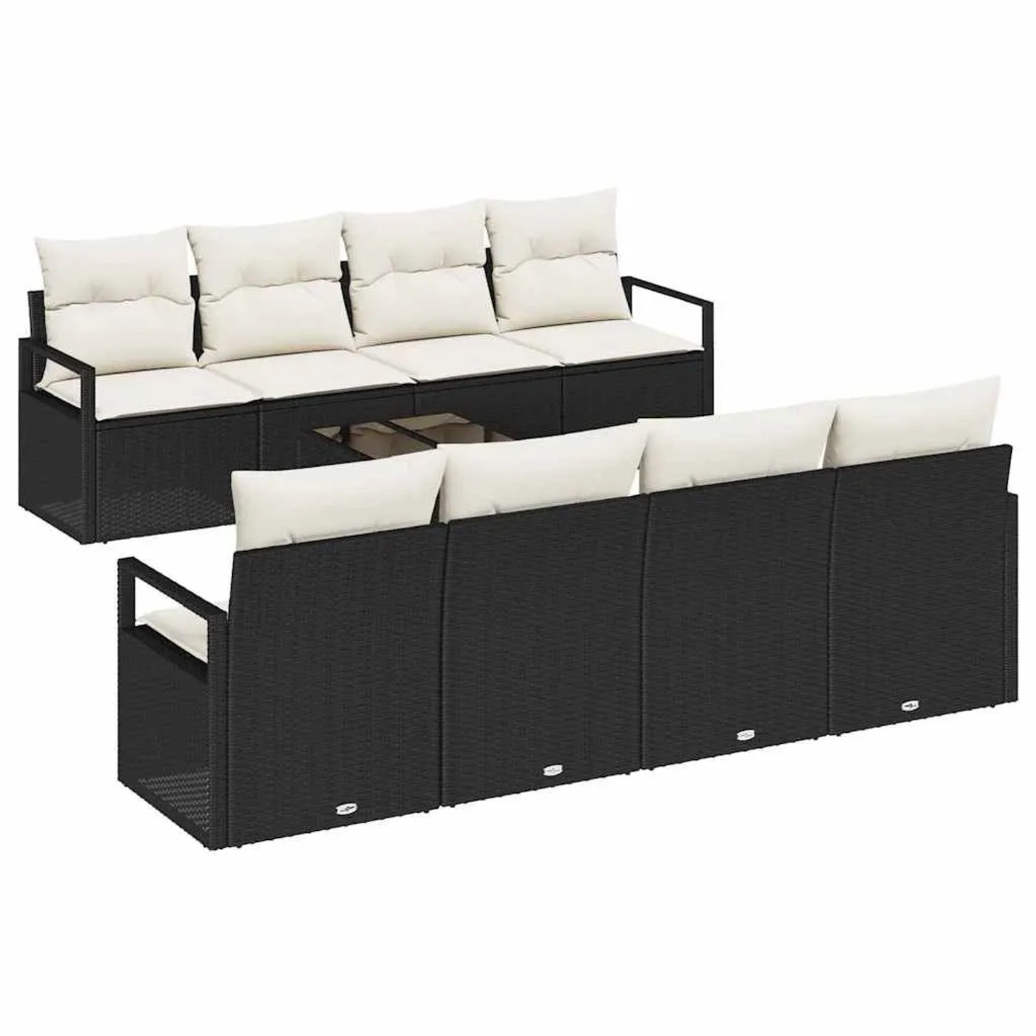 vidaXL Sofa Set mit Kissen 9-Tlg Schwarz und Creme Poly-Rattan 3354976 günstig online kaufen